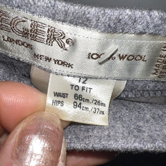 Jaeger London Vintage Gray  100% Wool High Waist A-Line Midi Skirt Sz 12 Britain - Picture 2 of 7